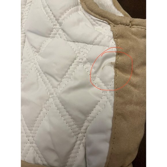 Holstark quilted puffer vest jacket small white tan trim pockets - Picture 12 of 12